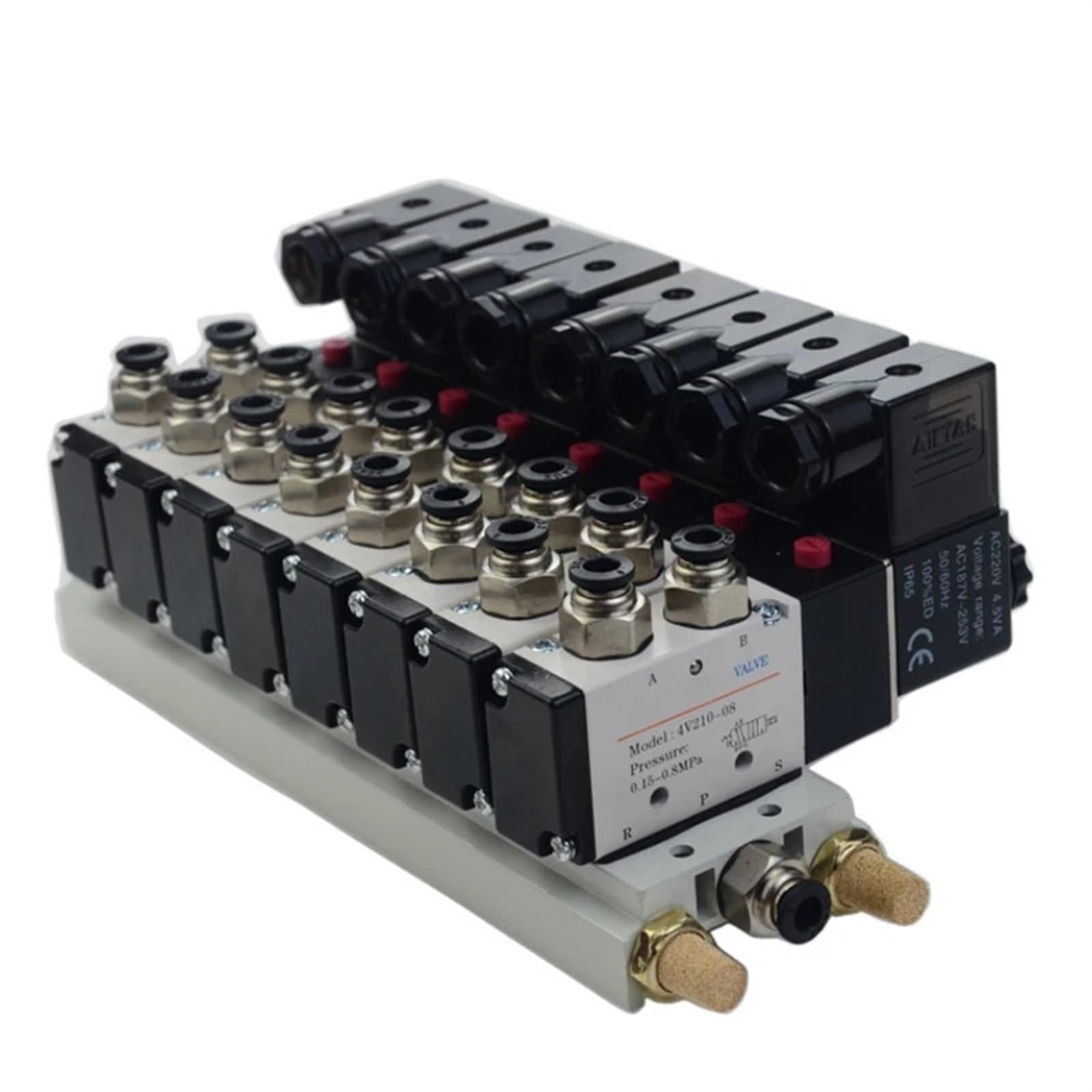 Bloc électrovanne 8 rangées 4V210-08 réduit le bruit d'air 12V
