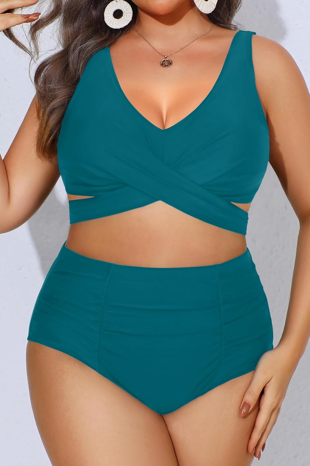Women Plus Size High Waisted Bikini - Two Piece Swimsuit Tummy Control Bathing Suit Wrap Tie Back 2025 Swimwear - Image 3