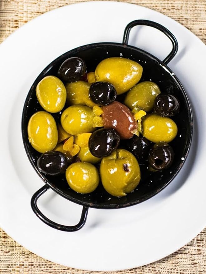 10 x Paellera Mini para Tapas Aperitivo y Degustación Presentación de Tapas, diametro 10cm en acero Vitrificado Set (10uds x 16cm)