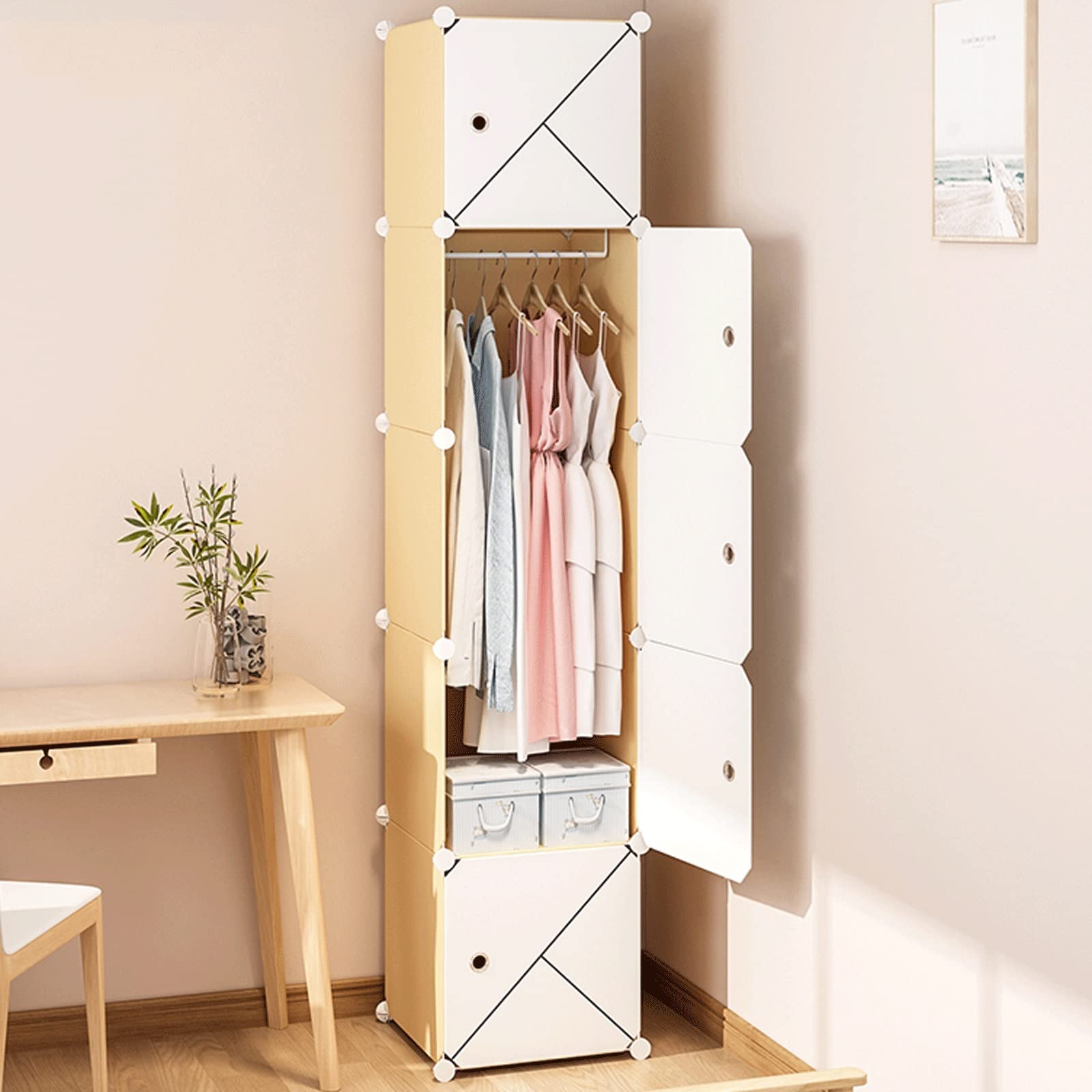 Kleiderschrank, Stoffschrank Kleiderschrank Tragbare Kleiderschrank Kombination Kleiderschrank Faltbare Kleiderschrank Cube Kleiderschrank Spielzeug Handtuch Lagerschrank Schlafzimmer Storage Organize