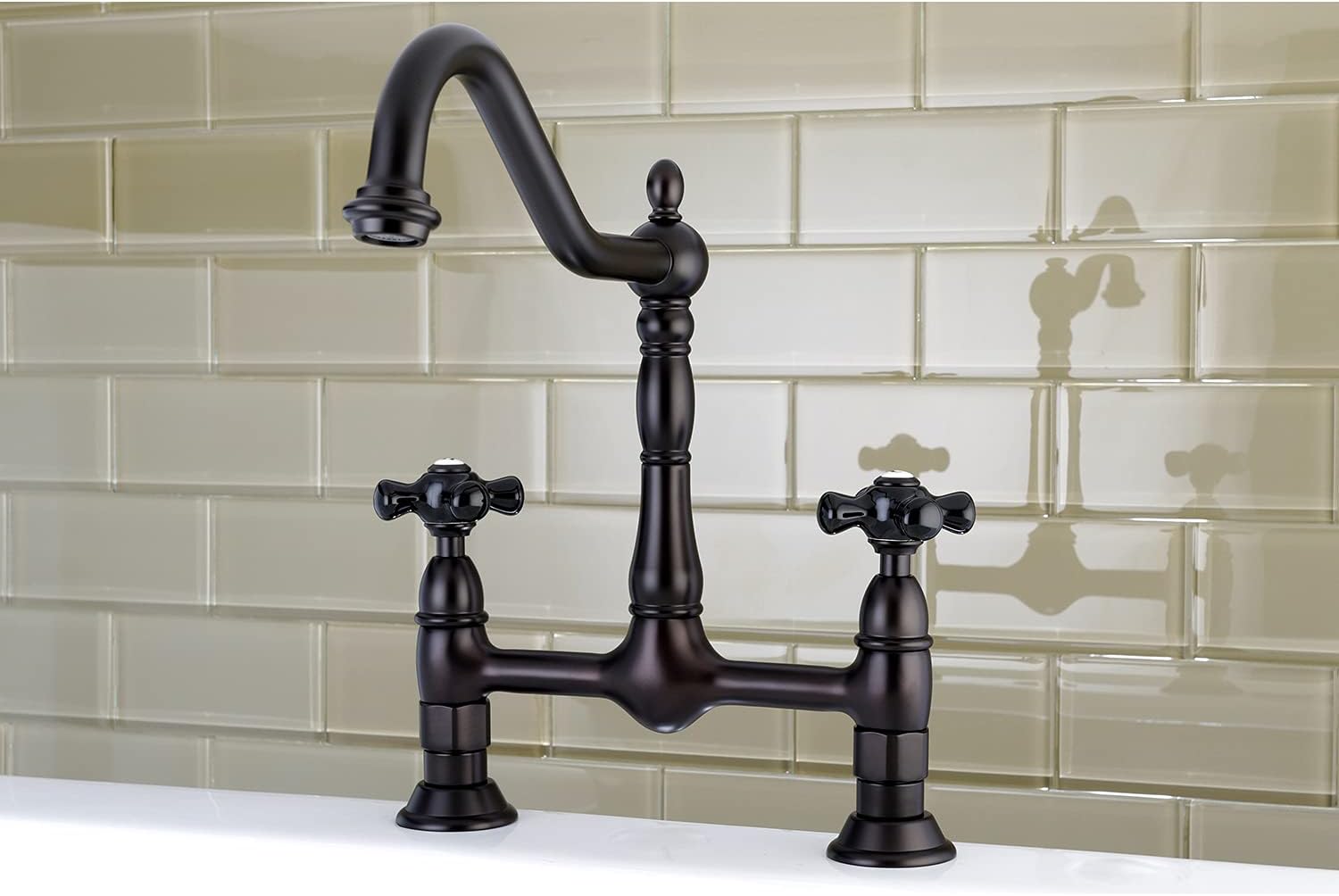 Kingston Brass KS1175PKX Duchess Bridge Kitchen Faucet, Oil Rubbed Bronze