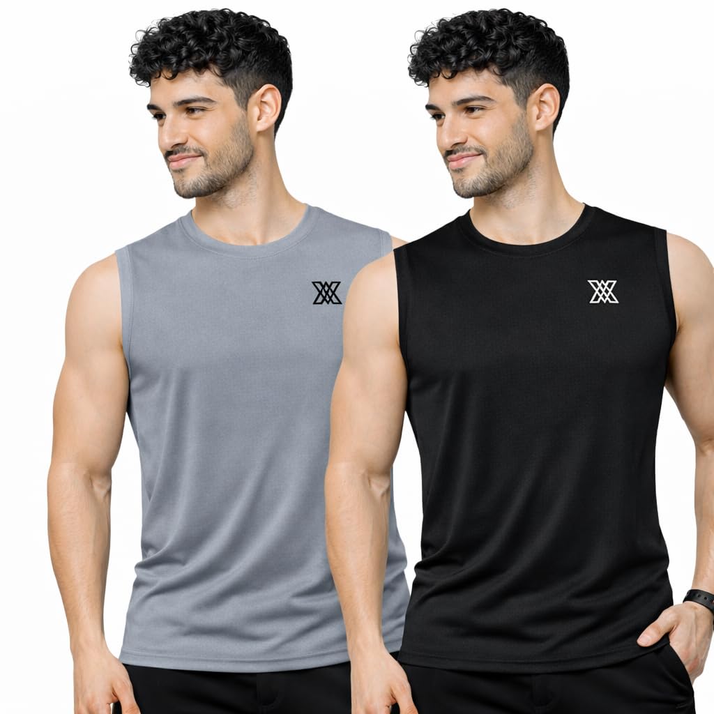 Men Sleeveless Shirt – Alpha Series Regular Fit | Gym Training & Everyday Comfort (Pack of 2)-image-11