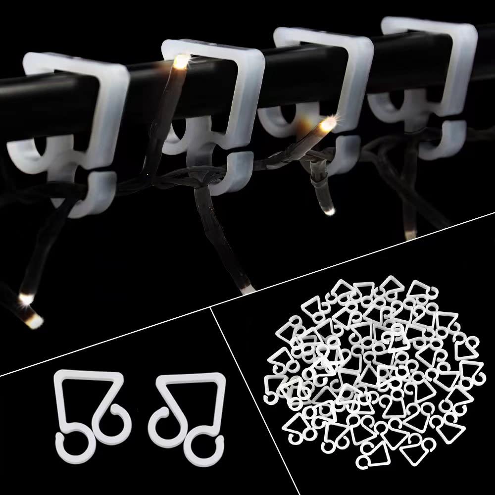 Vikdio 120 Pcs Gutter Hooks for Outdoor Lights, Christmas Lights Clips, Outdoor Hang Hooks for Christmas Decoration String Lights on Halloween Christmas Garden Tree Home Decor