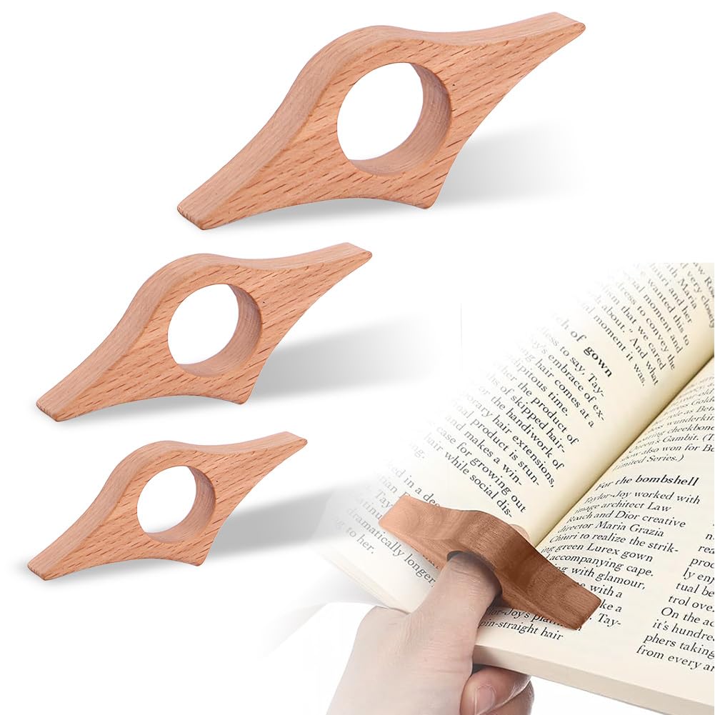 Wooden Thumb Book Holder 3pcs ， Organizador de Páginas de Lectura con Diseño Único, para Amantes de los Libros & Lectores ，Asistente de Marcador para Marcado de Páginas & Lectura