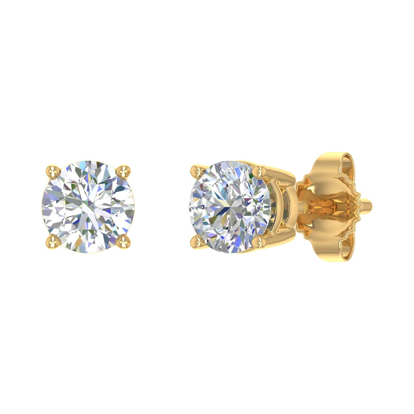 FINEROCK3/8 Carat to 3/4 Carat 4-Prong Set Diamond Stud Earrings in 14K Gold or in Platinum