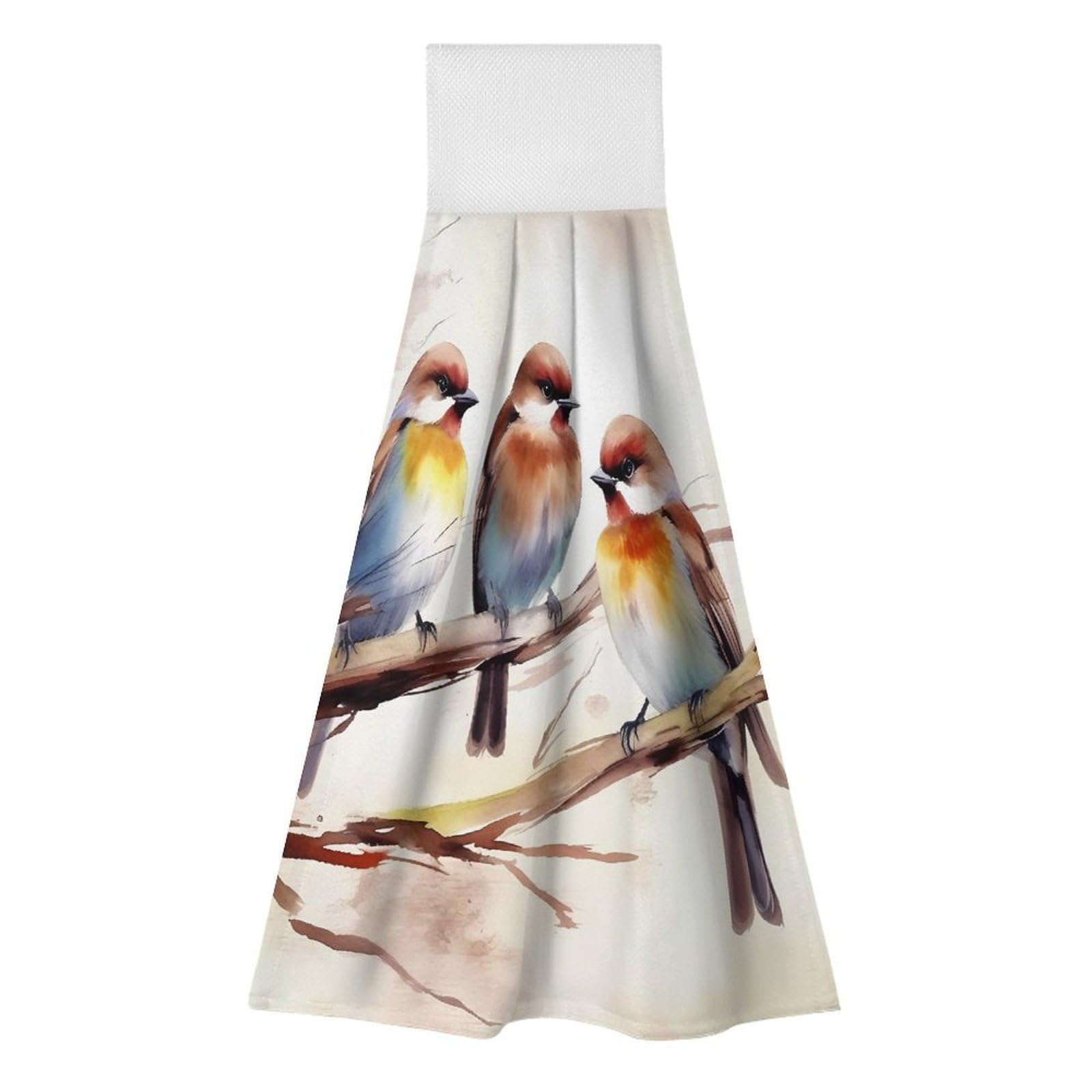 BTCOWZRV Birds Resting On Tree Branch Hanging Kitchen Towels with Loop, 2 PCS Luxury Hand Towels for Bathroom, Soft Microfiber Absorbent Face Towels Quick Dry Cleaning Cloths for Kitchen Dish Towels