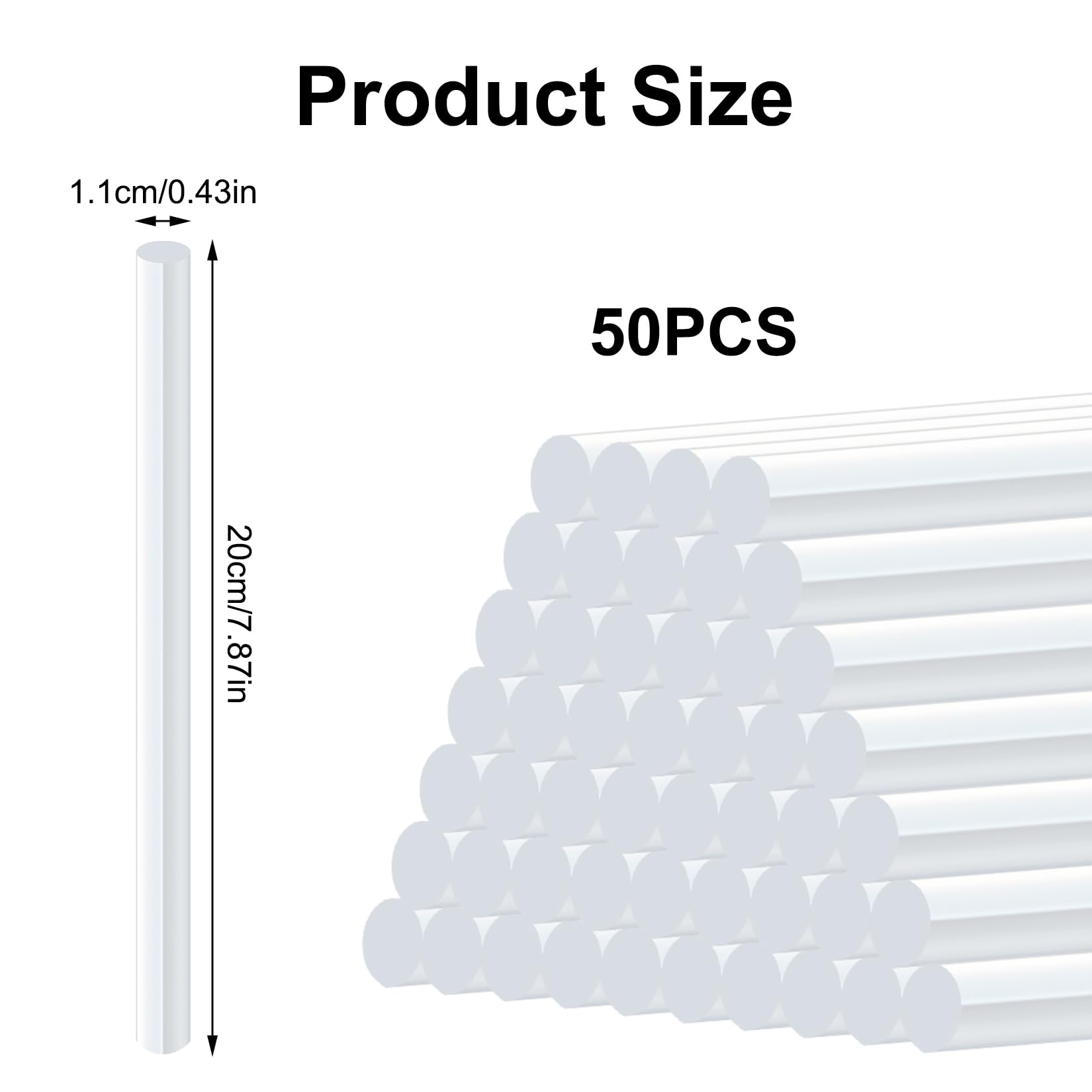 50 Pcs Barras de Pegamento Termofusible 11mm x 200mm, Barras de Pegamento Caliente, Barra Silicona Caliente para Pistola de Pegamentos Calientes, Palos de Pegamentos Transparente DIY Manualidades