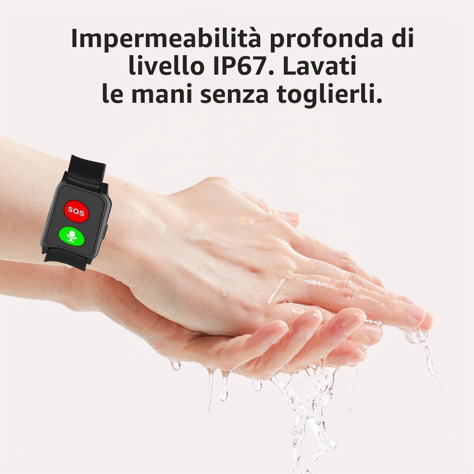 Bracciale Salvavita Anziani Personale per Anziani Orologio Anticaduta Rilevamento Cadute Localizzazione GPS Notifica di Caduta per Smartphone S3-Red