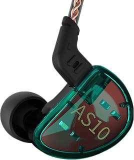 YINYOO KZ AS10 Earbuds, in Ear Monitor Earphones IEM for Musicians Singers Drummers High Resolution Professional Wired Headphone with 5BA Balanced Armature Drivers, 0.75mm 2pin Cable (Without mic)