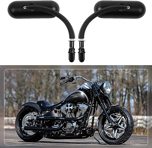 Espejos de motocicleta de forma ovalada negra, espejos retrovisores de motocicleta compatibles con Harley Road King Softail Street Glide Electra