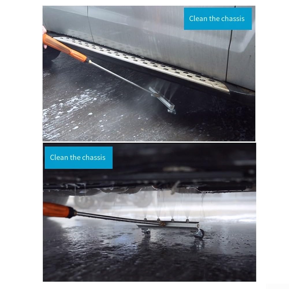 Attacco per idropulitrice per sottoscocca resistente con bacchetta angolata, per camion e SUV, 35 cm, argento (strada + due aste)