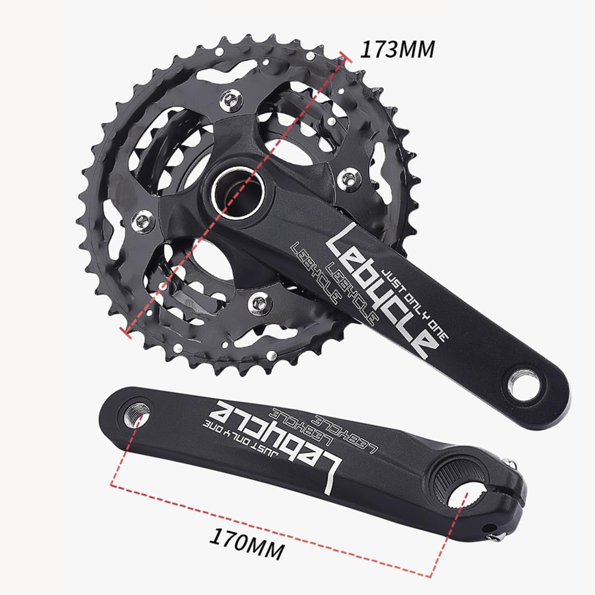 170mm Integrate Cave MTB Guarnitura 24T/32T/42T Ingranaggio Rotondo Guarnitura Mountain Bike Lega di Alluminio Set di Pedivelle con BB in Acciaio