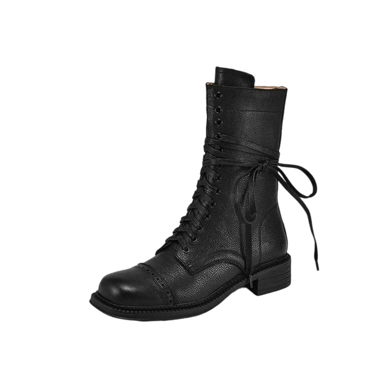 Womens Booties Round Toe Med Square Heel Mid-Calf Ankle Boots With A Designer Look Featuring A Zip And