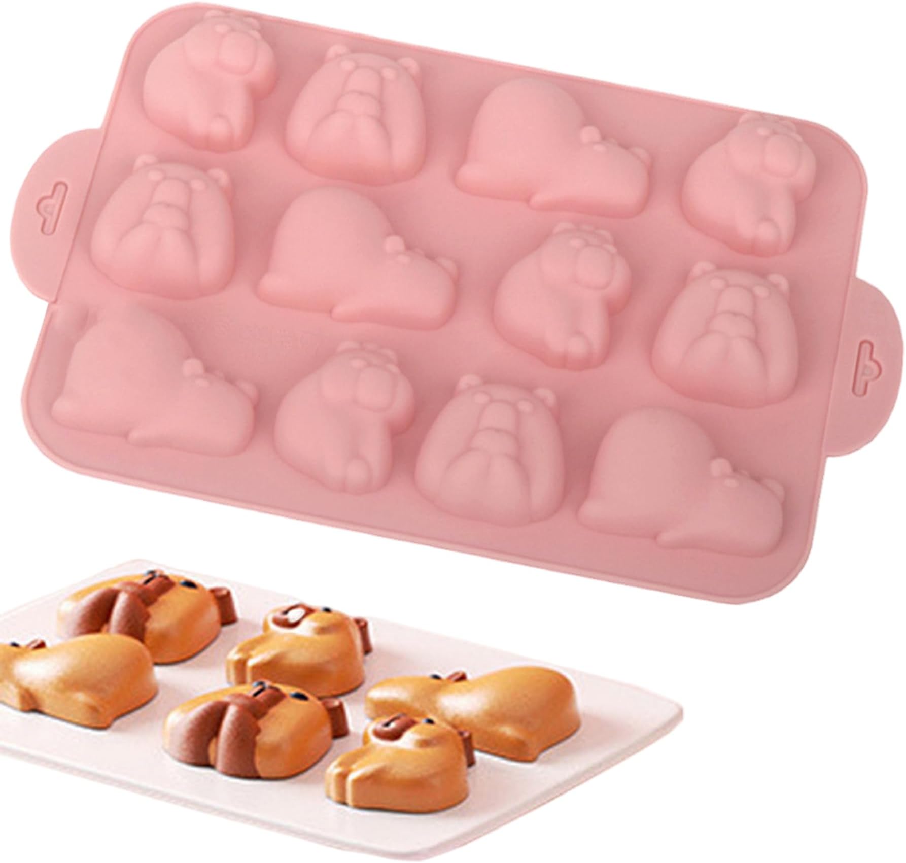 Capybara Mold 12-Cavity Capybara Chocolate Molds Silicone Non Stick Baking Mould for Mousse Cake Fondant Chocolate Silicone Baking Mold