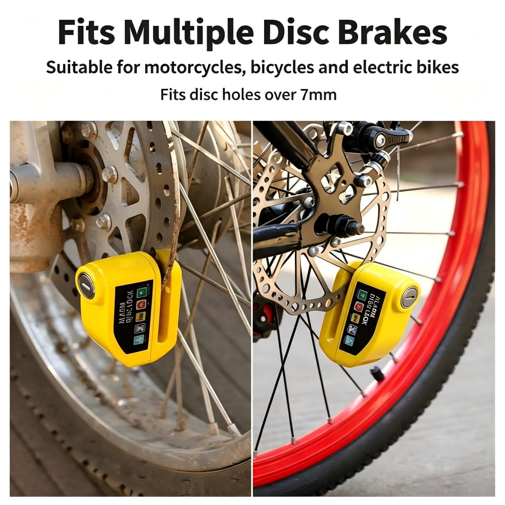 Motorradschloss Alarm für Harley Davidson Softail 1983-2024 | Alarm-Bremsscheibenschloss, 130 dB, Druckknopf-Verriegelung, Zinklegierung, wasserdicht, 7 mm Bolzen