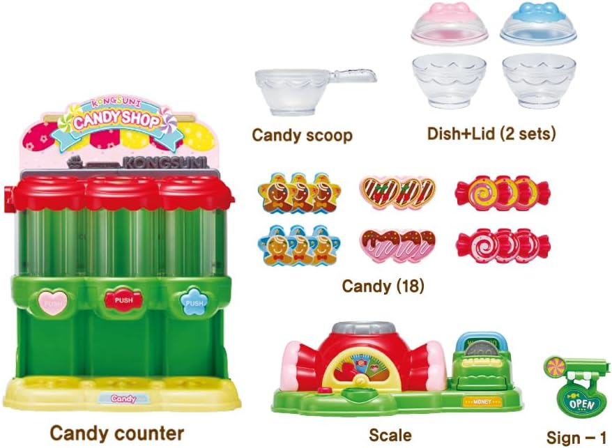 KONGSUNI Series, Sweet Shop, English Package, Youngtoys playset Bath Restaurant Shower Teeth Veggie Cake Bakery ice Cream Nurse Cooking