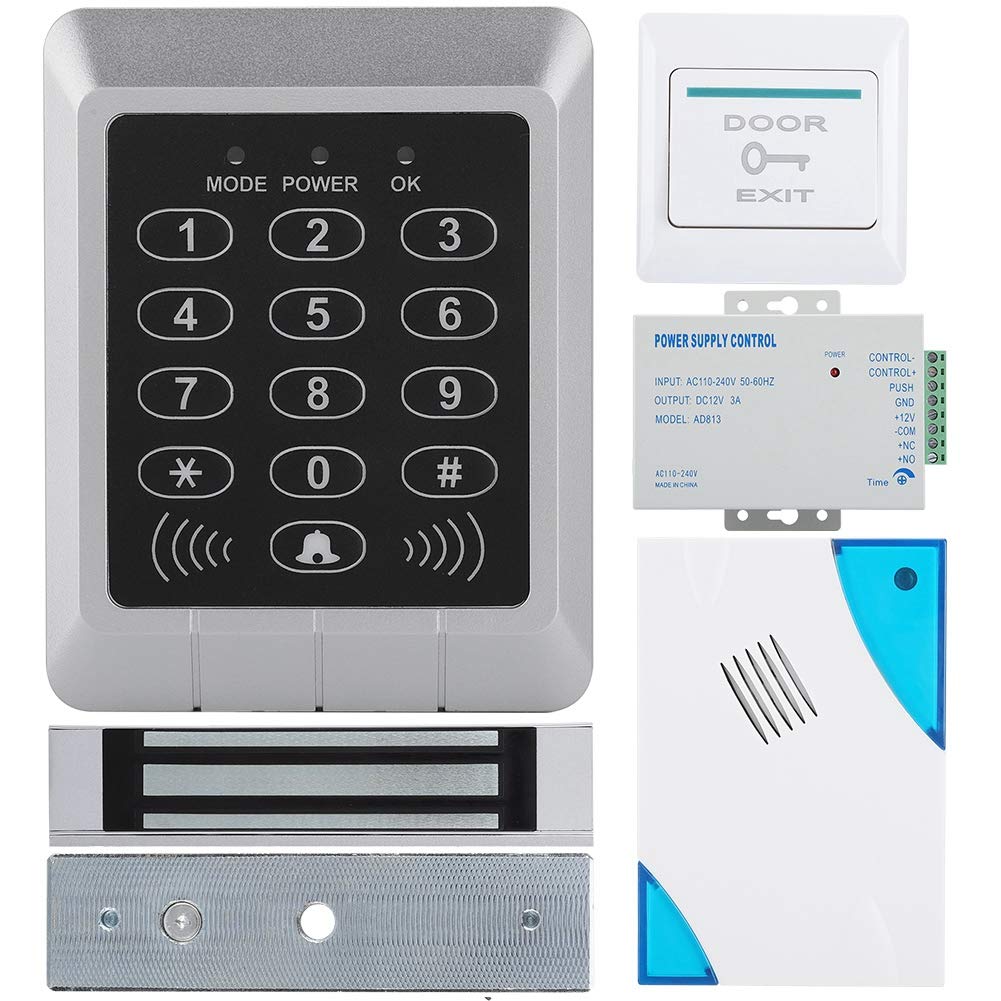 Système de contrôle d'accès, Clavier d'accès Serrure de Porte électromagnétique Mot de Passe Carte d'accès Serrure de Porte sans clé Clavier d'accès étanche Kit de système de sécurité à Domicile