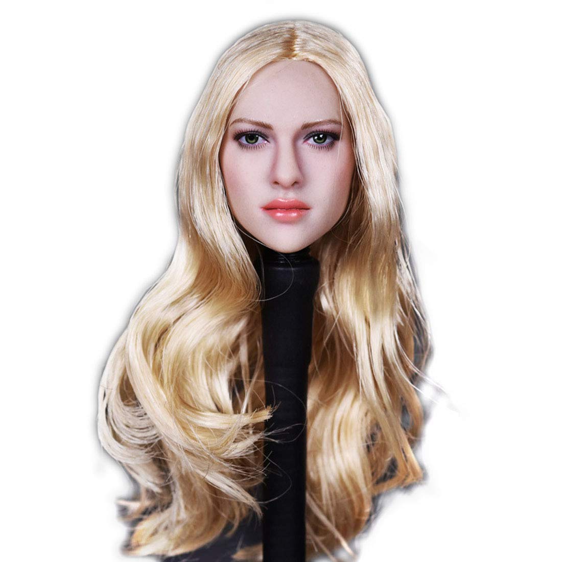 Scakbyer 1/6 Scale Female Head Sculpt, Europe America Women Doll Head Compatible with HT, VERYCOOL, TTL and Phicen TBLeague 12" Action Figure's Body - Light Gold Long Curly Hair