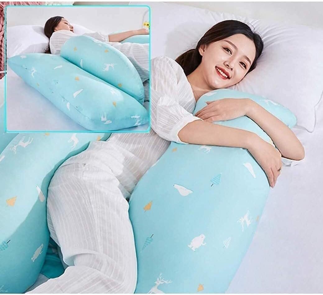 J-Shaped Full Body Pregnancy Pillow with Washable Cotton Cover, Maternity Support Cushion for Side Sleeping, Nursing, and Pain Relief – Ideal Gift for Expecting Mothers
