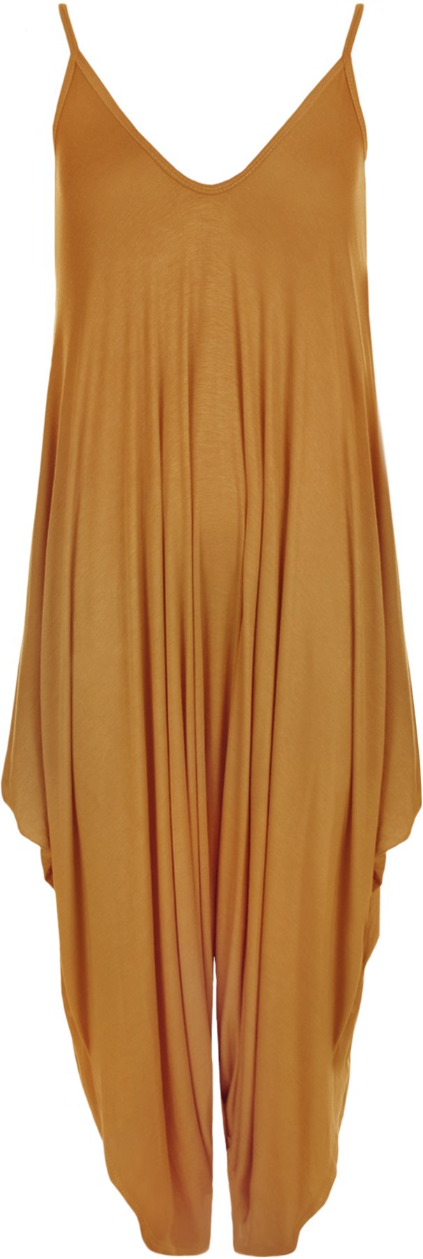 Wearall Women's Mustard Lagenlook Strappy Baggy Harem Jumpsuit Dress Top Playsuit - 20-22