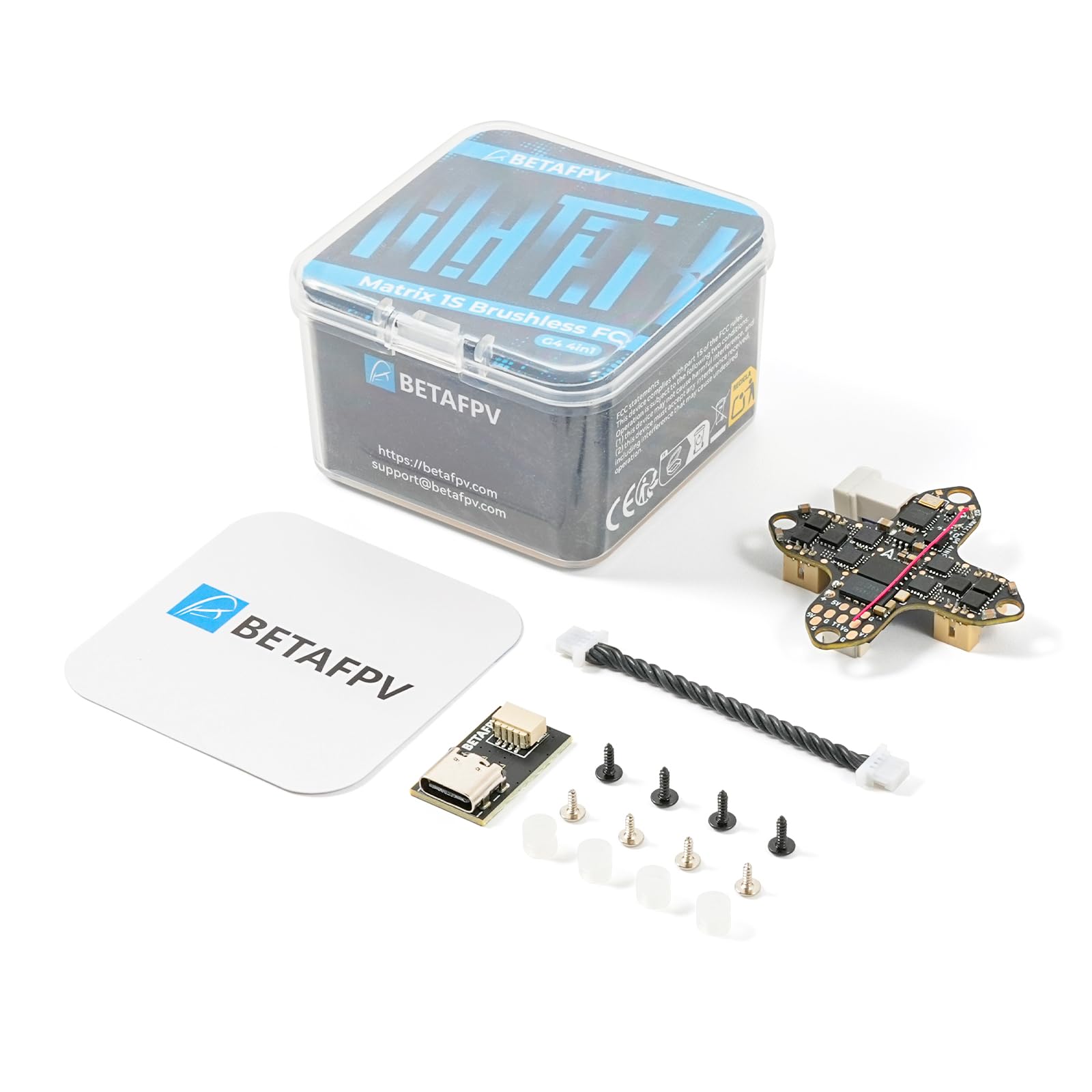 BETAFPV Matrix 1S G4 4IN1 1S Brushless FC 12A ESC ELRS for DIY Flexibility | Equipped with Built-in OSD for Analog Mastery, 5V 3A BEC, High-Capacity 16MB Blackbox & Soldering Pads for External VTX