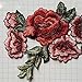 2PC DIY Roses Pair Flowers Floral Collar Bouquet Embroidered Appliques iron-ons patches Sticker Applique Badge (Red)