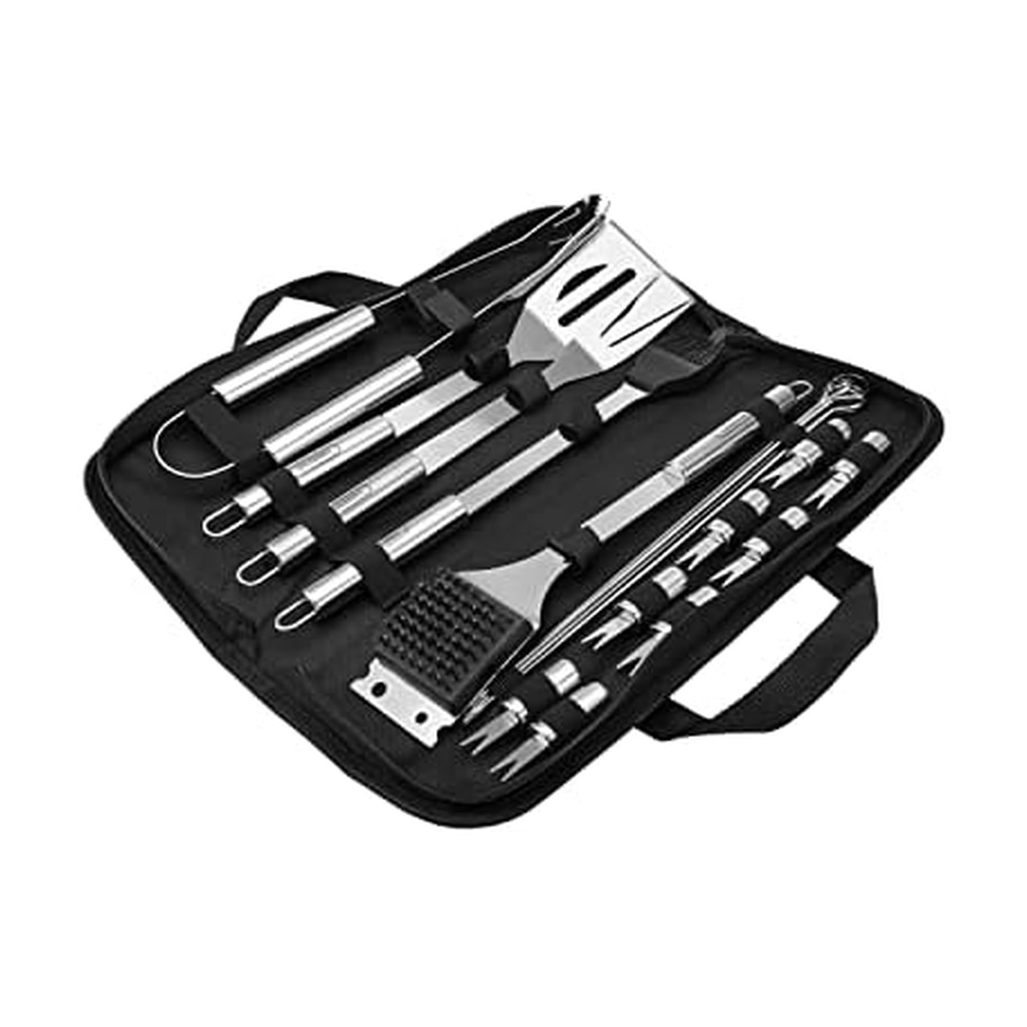 Farberware Juego de Utensilios para Barbacoa con Estuche de Transporte, 18 Piezas, Acero Inoxidable