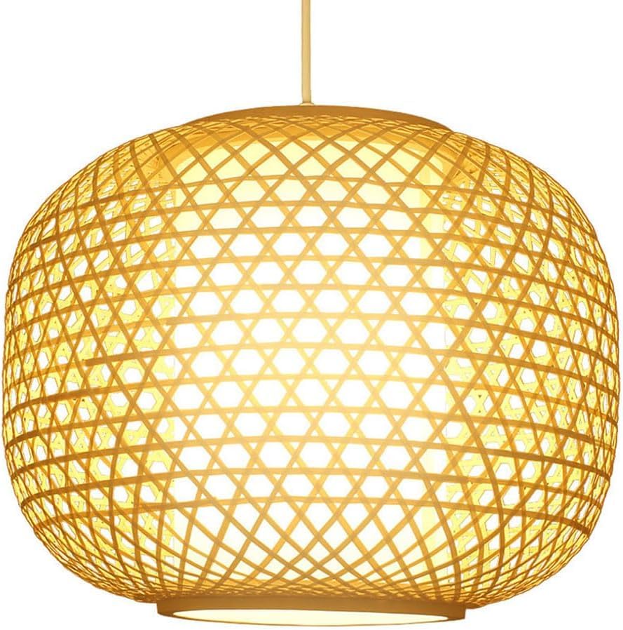 Lustres en osier suspension encastrée et plafonnier tissé en bambou beige
