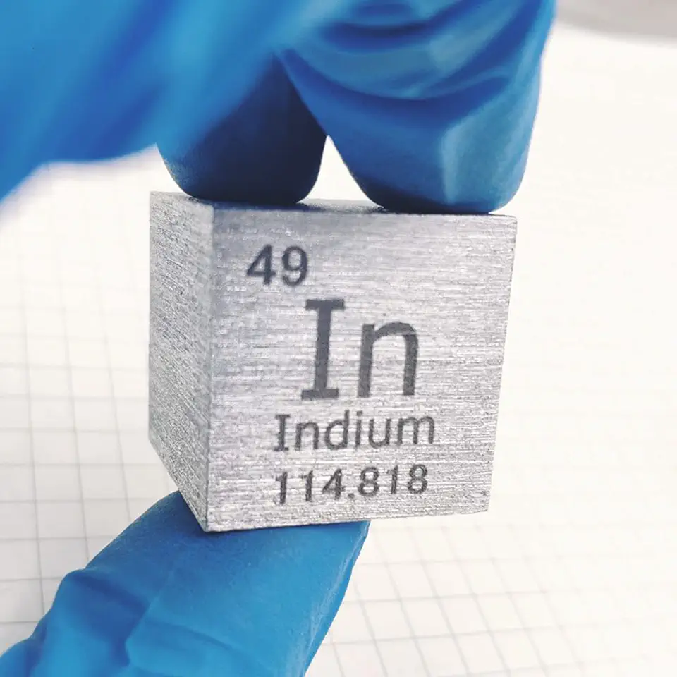 Indium 1 inch Cube for Element Collections Lab Experiment Material Hobbies Simple Substance Block Display DIY 1pcs