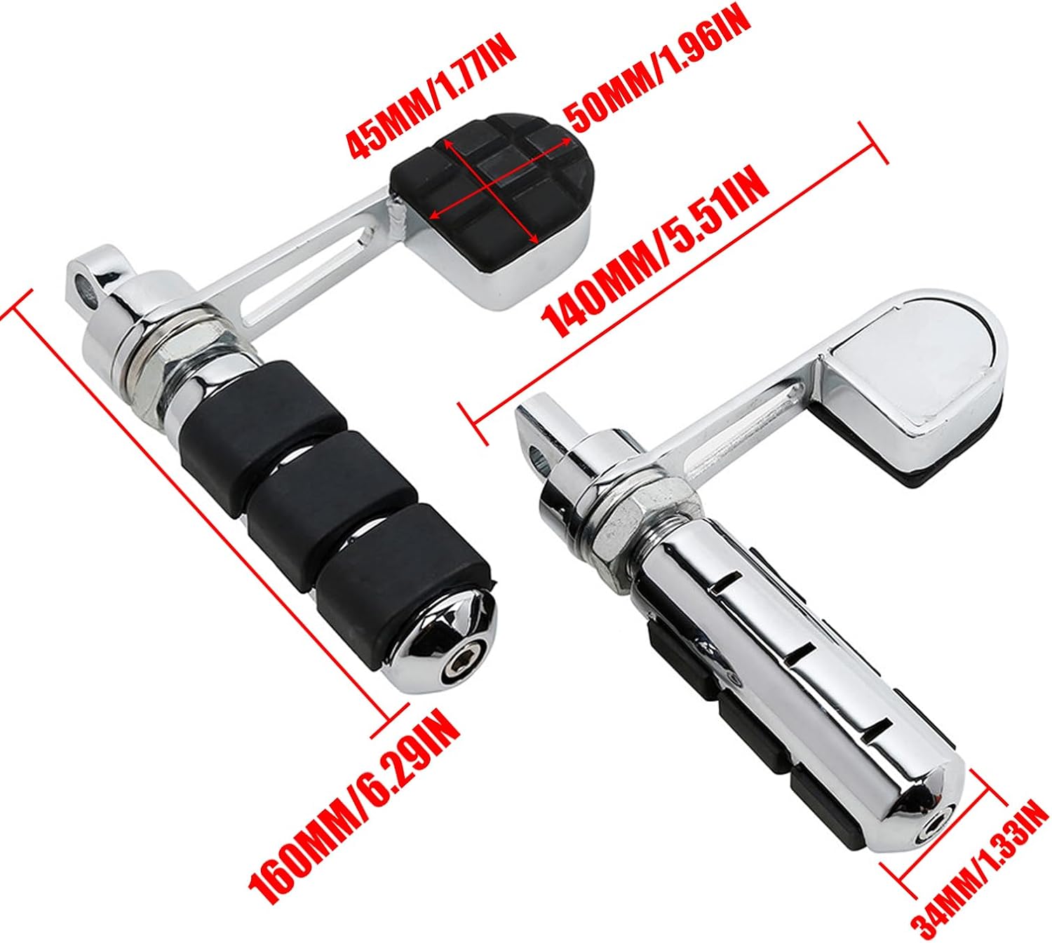 Stirrup Foot Pegs Motorcycle Footpeg Heel Support Mount Fit For Harley Dyna Super Glide Wide Glide Street Bob Fat Bob Low Rider Heritage Softail Sportster XL883 XL1200 (Chrome)