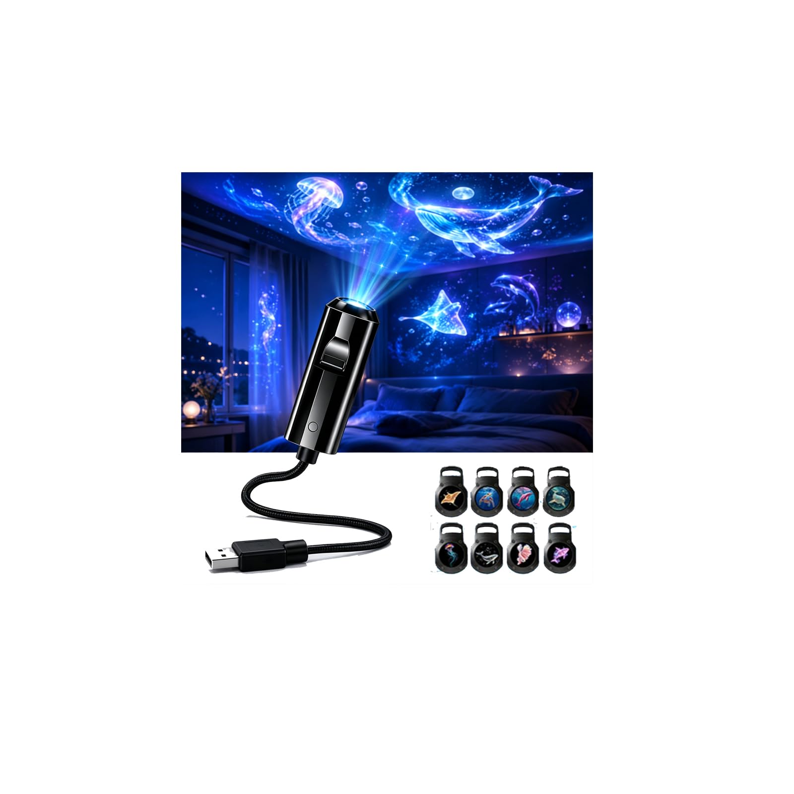 HD Smart Galaxy Ocean Night Light Projector,Plug and Play Hd Star Projector