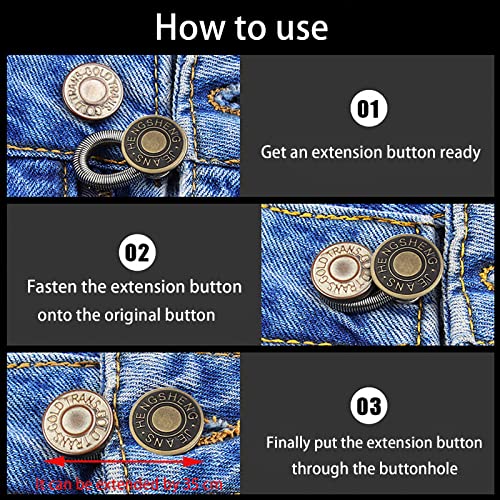Giyomi 12 Pcs Expander Button, No-Sew Extend Buttons For Women And Men's Pants Jeans, Jeans Waist Extender Metal Buttons No Sew Button For Extender Jeans Pants Collar (Extend Button) #TOP6