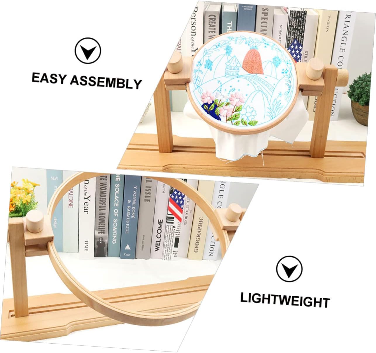 GALPADA Fine Craftsmanship Wooden Cross Stitch Frame Embroidery Stretch Holder for Sewing Craft Projects