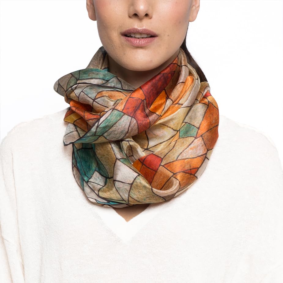 Foulard en soie aux couleurs chaudes en pure soie naturelle de mûrier haut de gamme