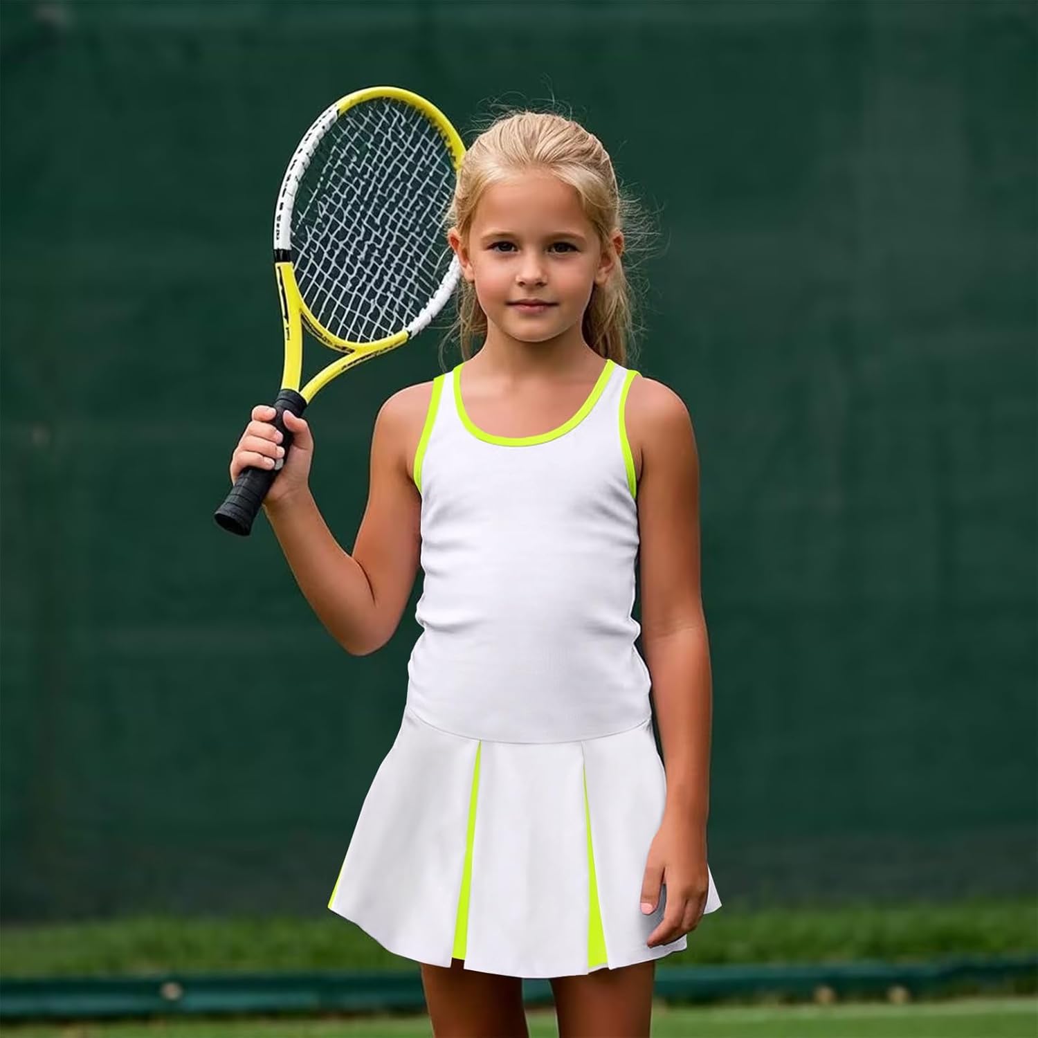 Girls Tennis Dress Golf Outfit Sleeveless Tank Top and Sport Skorts Set Pocket Kids Athletic Clothes with Shorts - Image 3