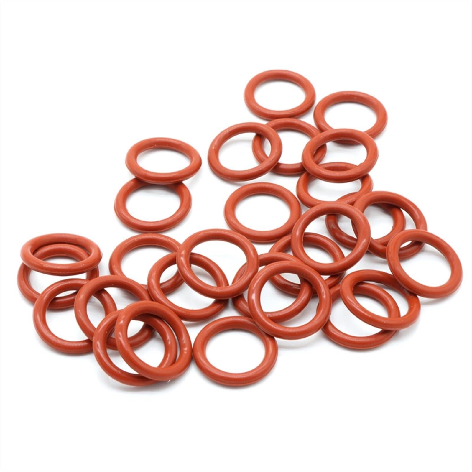 Anillo tórico Kit de juntas tóricas de goma, surtido de 10 piezas de junta tórica de silicona roja CS 3 mm OD 10~70 mm Arandela impermeable de grado alimenticio Junta de sellado de forma redonda con