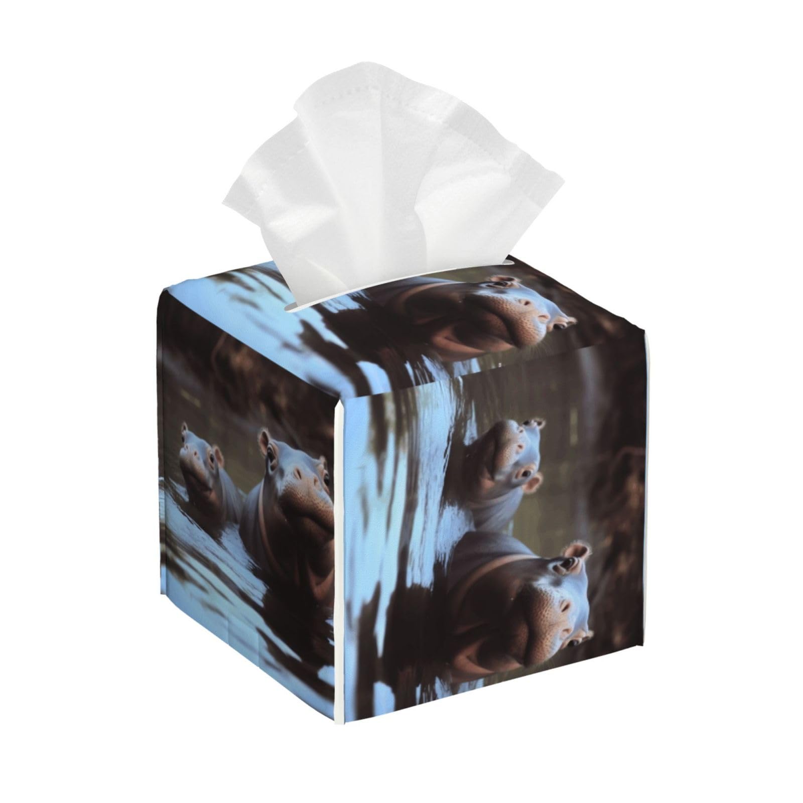 Baby Hippos Tissue Box Cover Square Cube Boxes