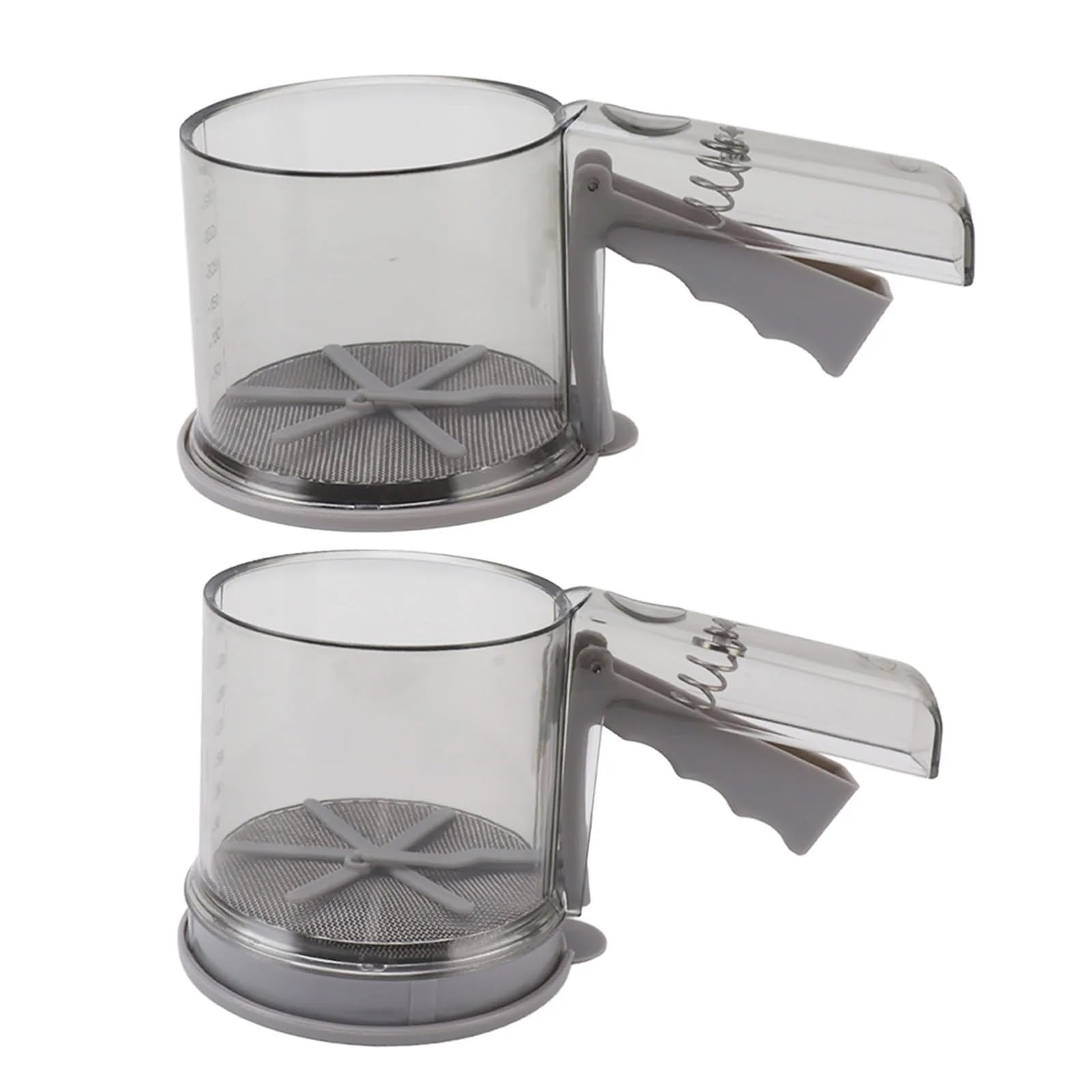 Mehlsieb Mehlsieb, transparent, verstellbar, feines Netz, Einhandbedienung, Pulversieb, Sieb for Küchenbackzubehör(Double)