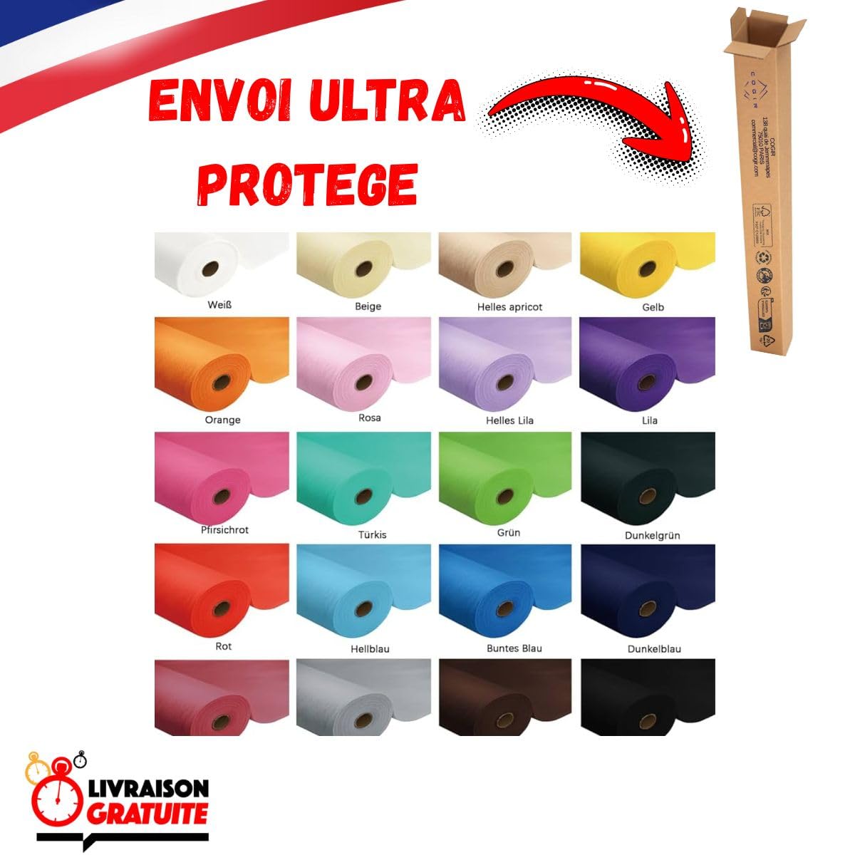 Rouleau Nappe Bleu Marine Intissé | Largeur 1,20 m - Longueur 25 m | Toucher et Effets Tissu | Imperméable | Gamme Prestige | Table de Fêtes, Banquets et Cérémonies