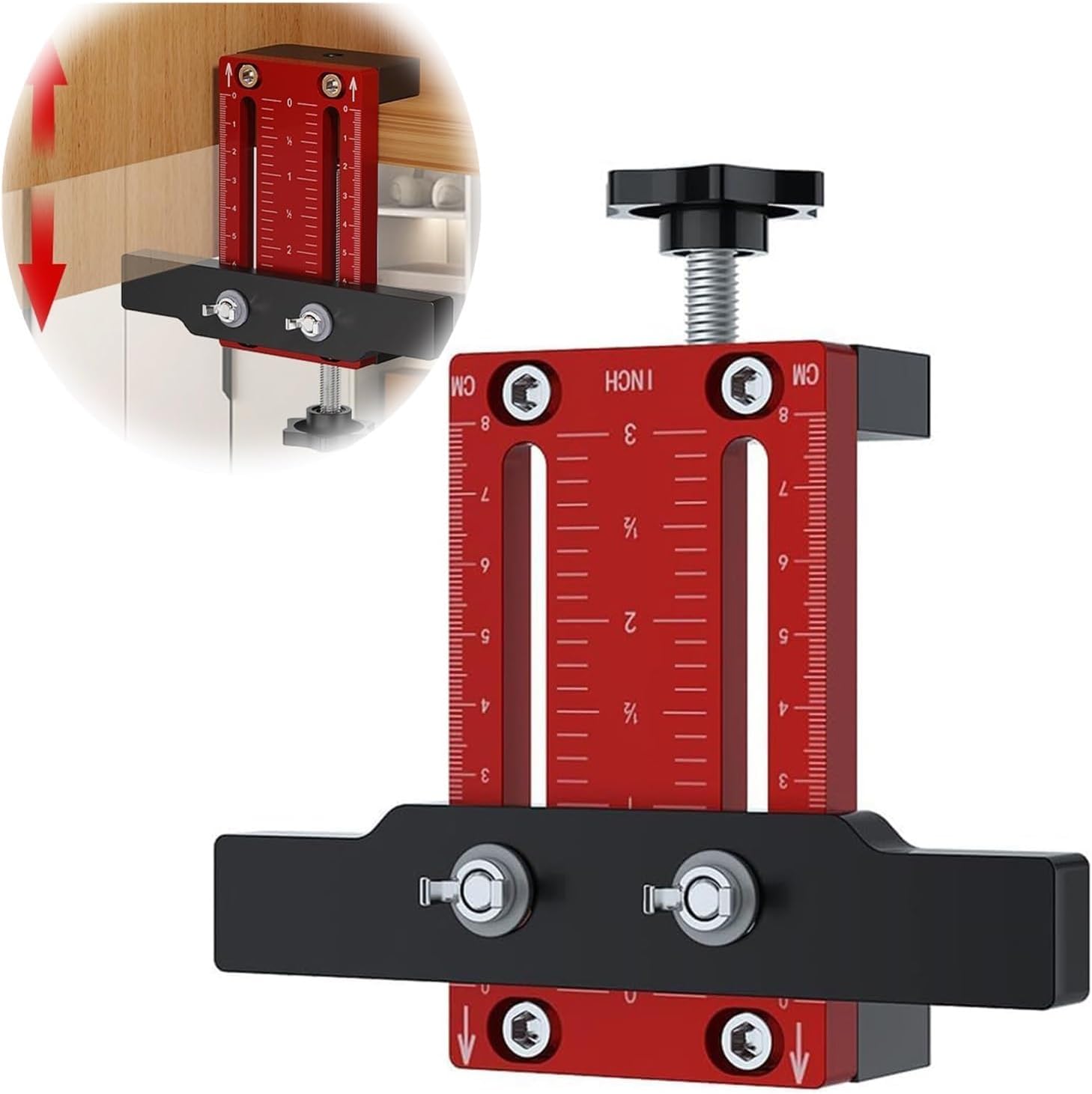 Cabinet Door Installation Positioner,Adjustable Length Cabinet Installation Tool,Aluminum Alloy Cabinet Hardware Jig,Cabinet Hardware Jig Tool,Versatile Hardware Jig,Door Installation Locator(1PC)