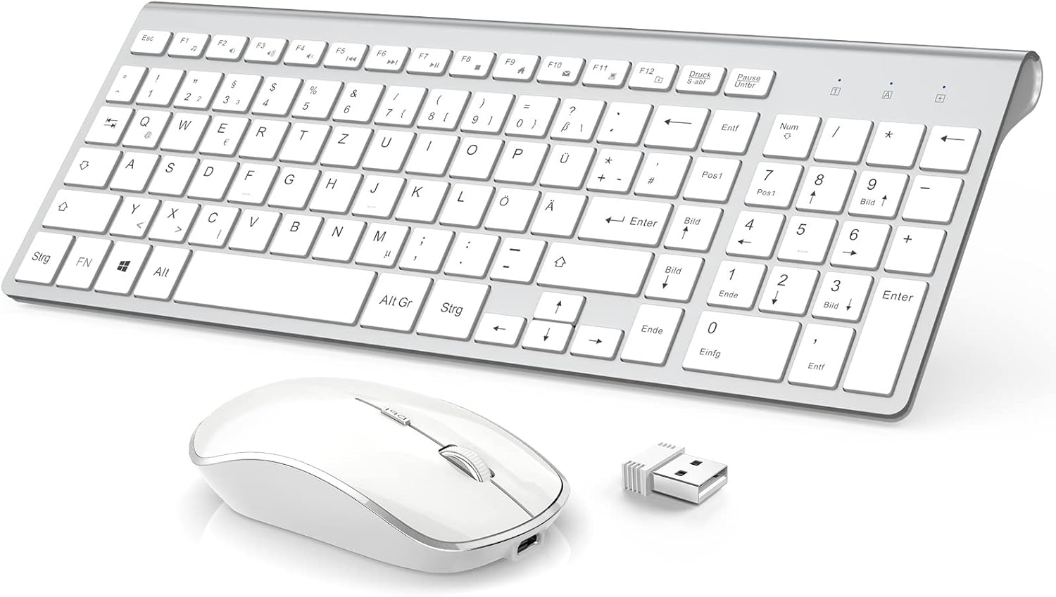 J JOYACCESS Rechargeable Keyboard and Mouse, Compact Slim Quiet Full