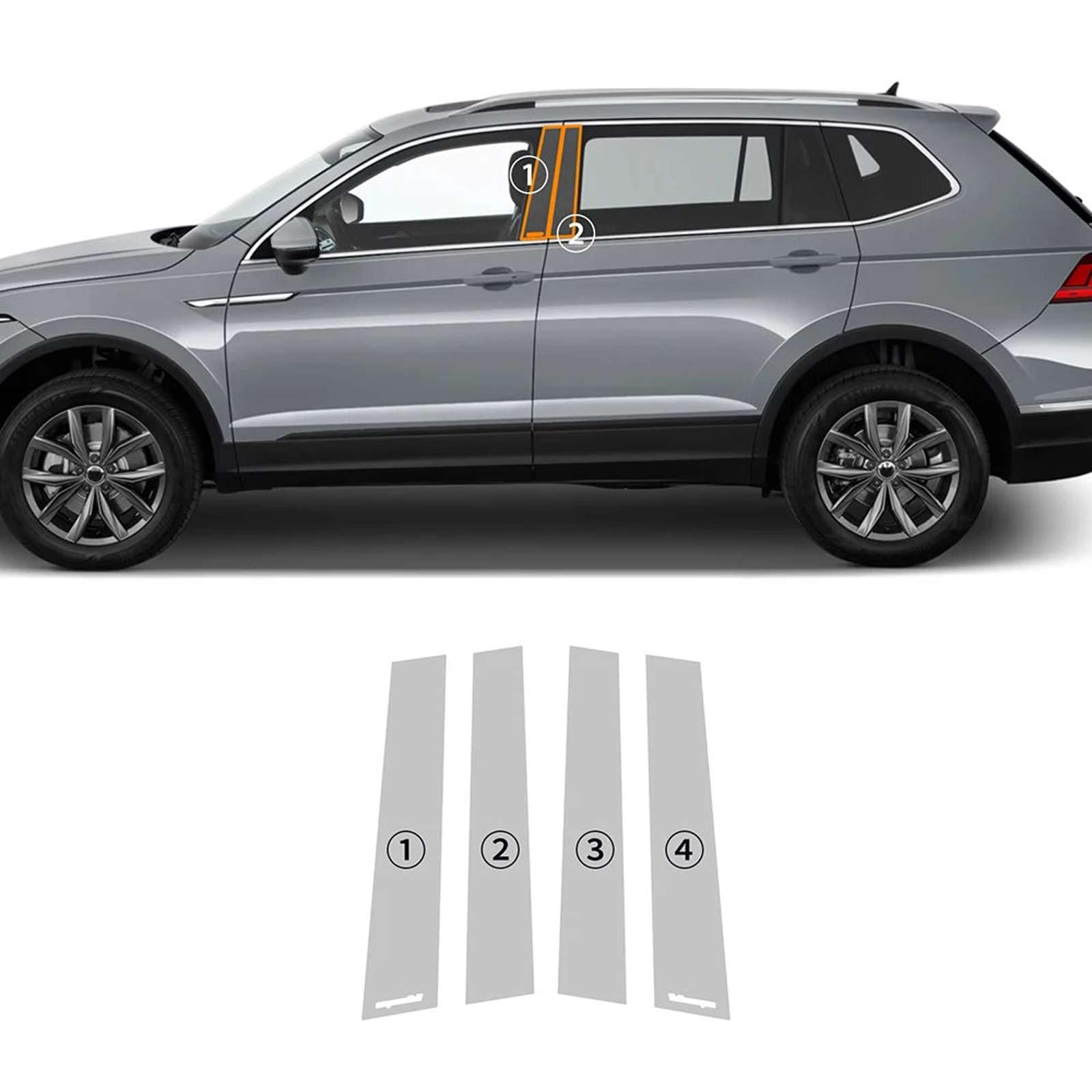 Film protection phare arrière et piliers B pour VW Tiguan 2022-2024
