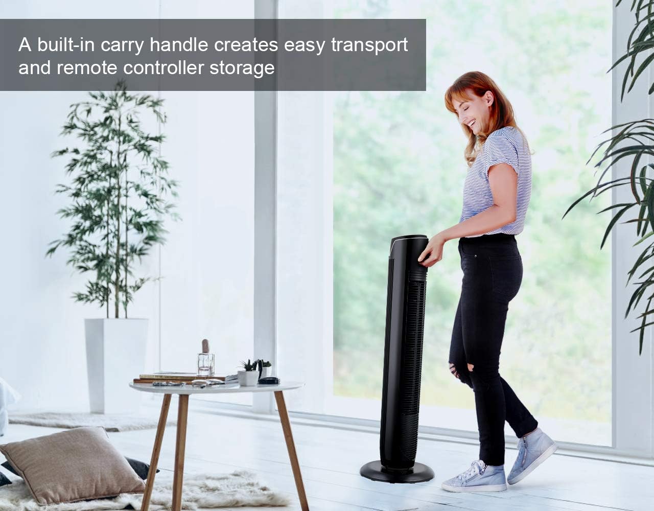 Aikoper Tower Fan, Oscillating Fan with Quiet Cooling 3 Wing Mode, 3 Speed and Remote Control, up to 7h Timer, LED Display, Low Noise Whole Room Floor Fan, 36-Inch, Black