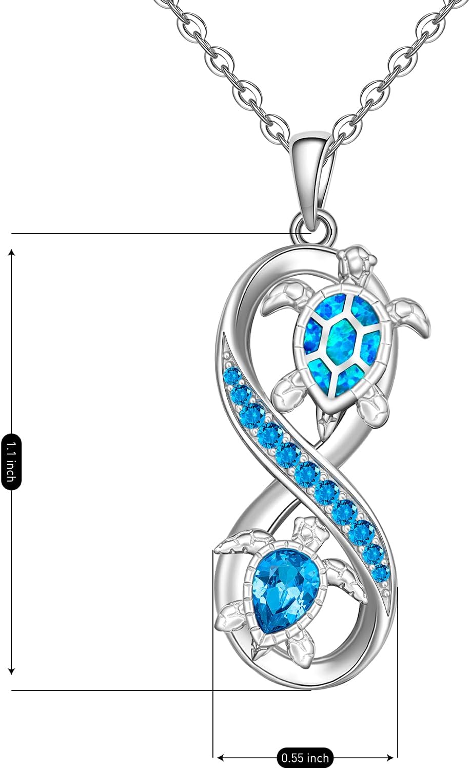 Fenthring Sea Turtle Gifts Turtle Necklace for Women Mom Sterling Silver Pendant Opal Infinity Necklaces Ocean Wave Jewelry Christmas Gift - Image 7