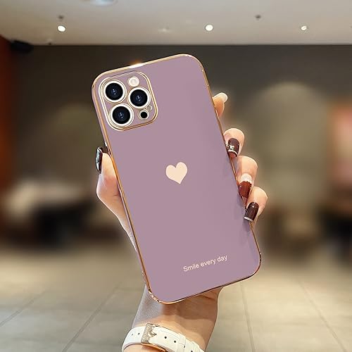 Miniatura 2 de Teageo Funda para iPhone 12 Pro para mujeres y niñas, diseño de corazón de amor, cubierta trasera suave, protección completa de la cámara,