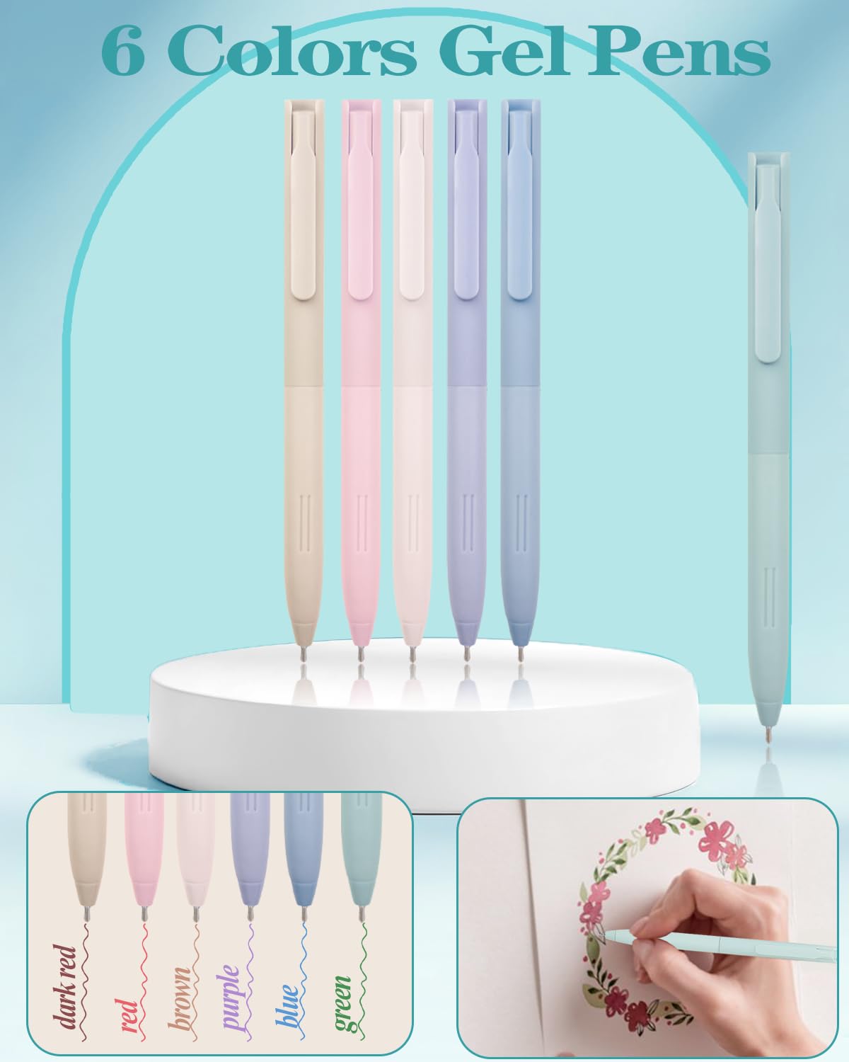Set di articoli per la scuola estetica, 54 pezzi, con astuccio, 12 evidenziatori, 5 penne gel nere e 6 colorate, penna a sfera 6 in 1, 5 matite meccaniche da 0,5-2,0 mm, per articoli essenziali per il