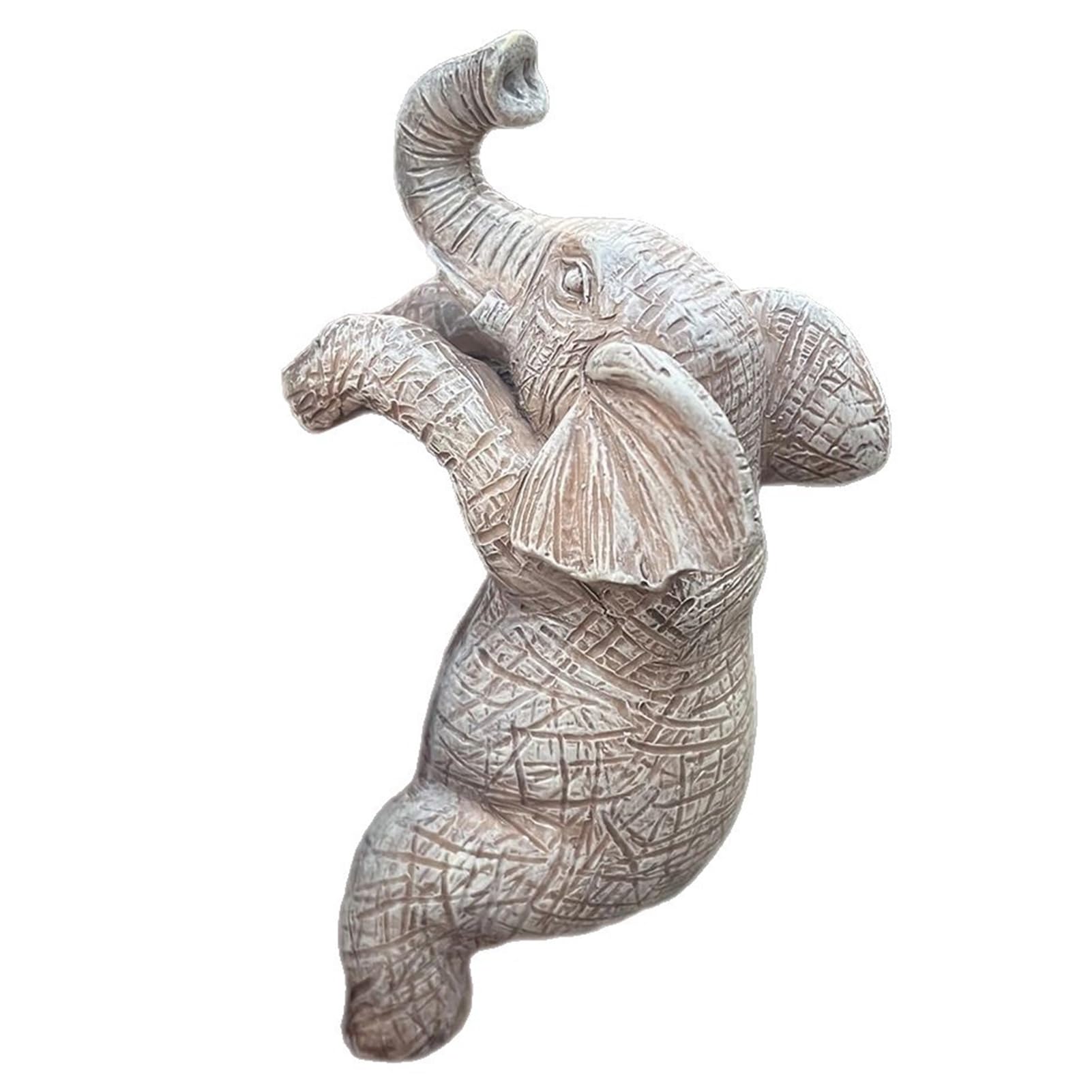 Pasisuu Elephant Decorative Ornament – Climbing Flower Pot Hugger Figurine with Detailed Carving, Unique Home Decor Sculpture 1pc