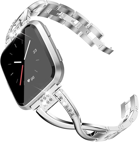 TOYOUTHS Pulsera brillante compatible con Fitbit VersaVersa 2 bandas para mujer, pulseras de acero inoxidable de repuesto para Versa Lite
