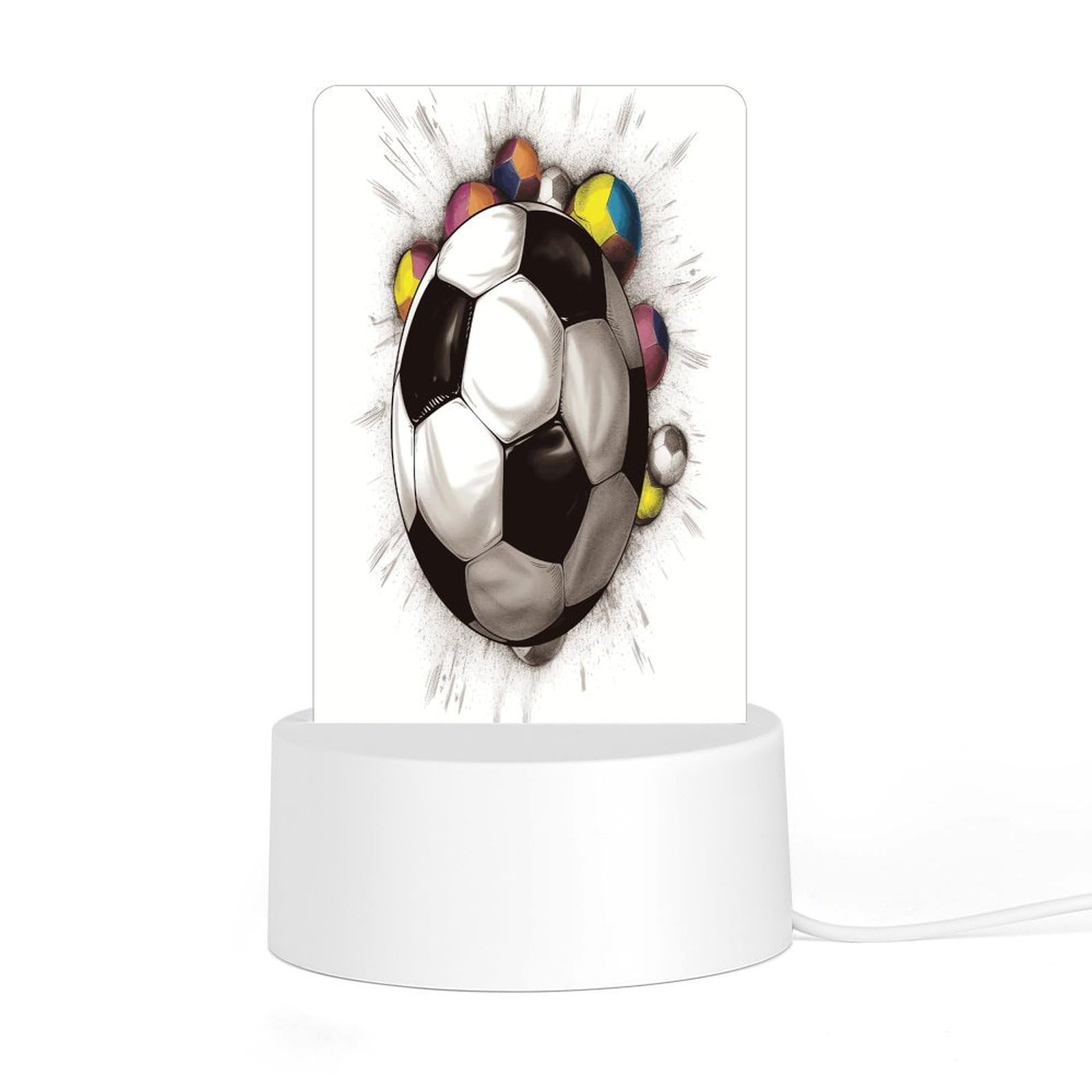 Adfgyerh Style Soccer Drawing Night Light Acrylic Material Easy Installation, Home Decor Usb Interface Power Supply, Lamp For Restaurant Bar Cafe Room Decor