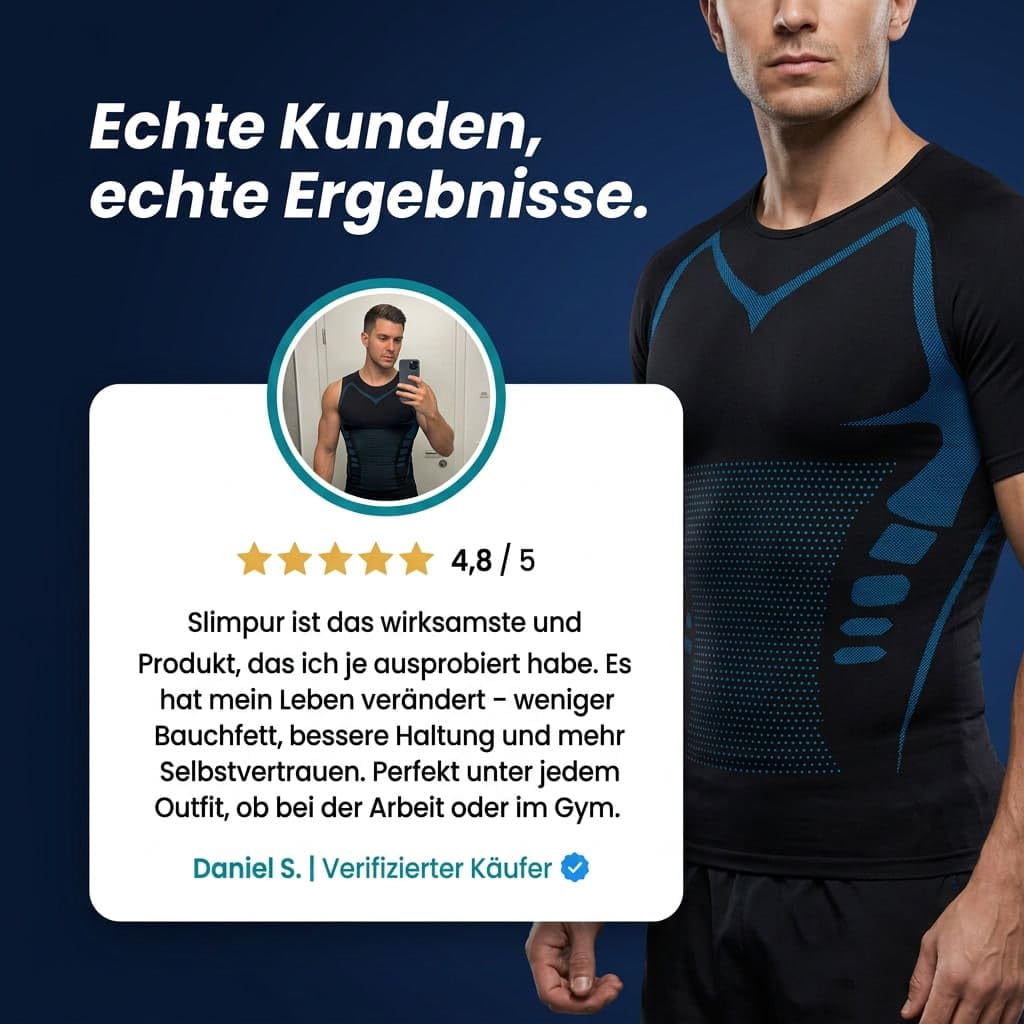 slimx slimpur Kompressions-Shirt, 5er Pack Herren Kompressions Shirt figurformend Shapewear männer Bauch Weg unterhemd atmungsaktiv Body Shaping
